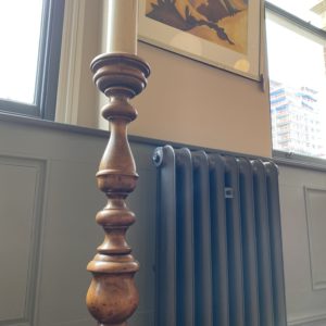 French oil depicting a village harbour scene.