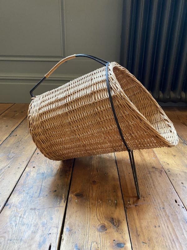 Mid Century wicker log basket