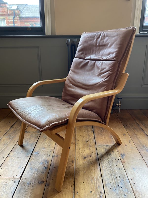 Danish Stouby Leather and beech armchair