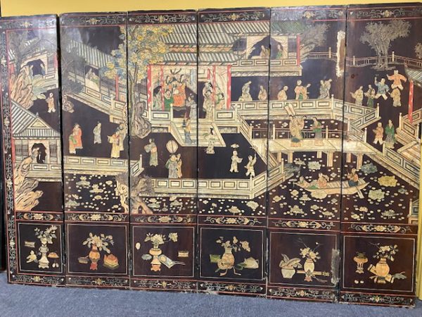 Antique Chinese lacquered screen