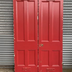 Victorian painted red pair of doors