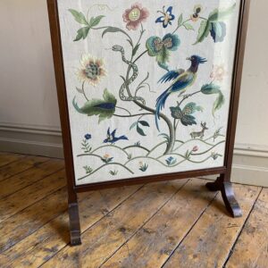 Victorian Embroidered Fire Screen