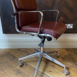 Mid Century Red Leather Eames Style Office Chair