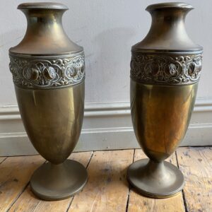Pair of Victorian Brass Floral Urns
