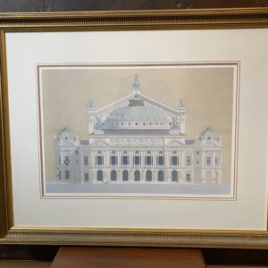 Classical Architectural Print of Colonnaded Building