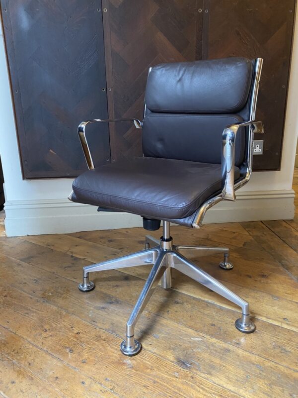 Mid Century Brown Leather Eames Style Office Chair