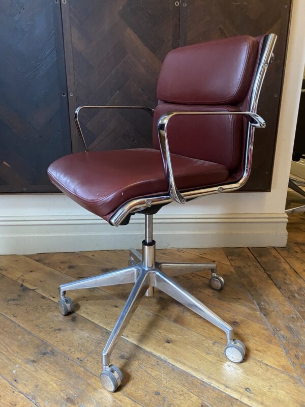 Mid Century Red Leather Eames Style Office Chair