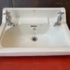Victorian White Ceramic Corner Sink with Chrome Taps