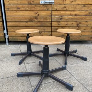 Alternative view of Late 20th Century Metal and Wood Wind Up Stools