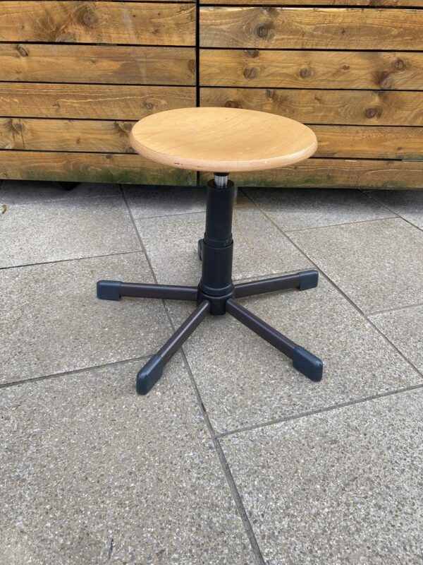 Late 20th Century Metal and Wood Wind Up Stools