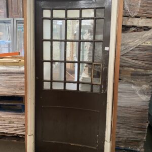 Victorian Glass and Pine Curved Exterior Door and Frame