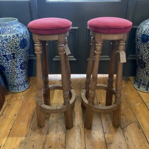 Early 20th Century Oak Upholstered Bar Stool