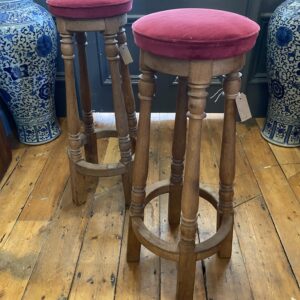 Alternative view of Early 20th Century Oak Upholstered Bar Stool