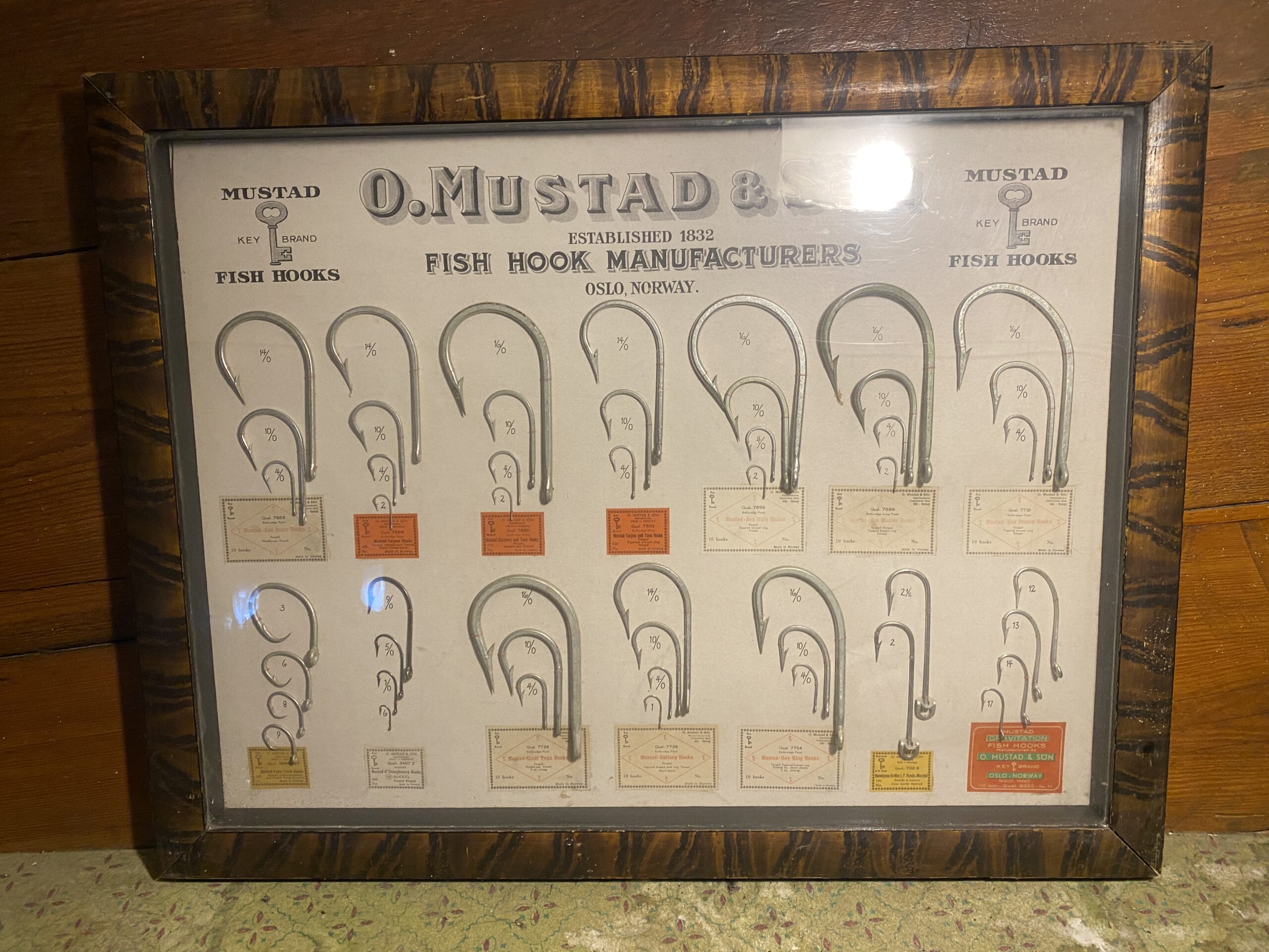 Vintage Display Case of Mustad Hooks