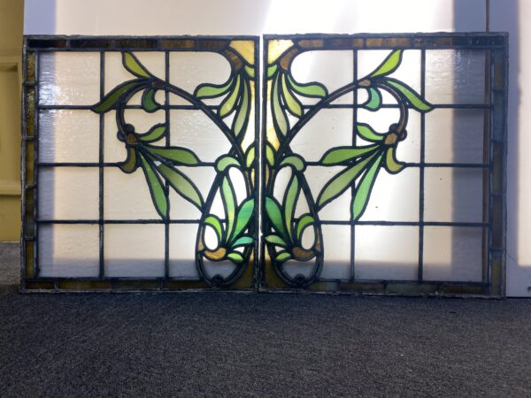 Art Nouveau Leaded Glass Window