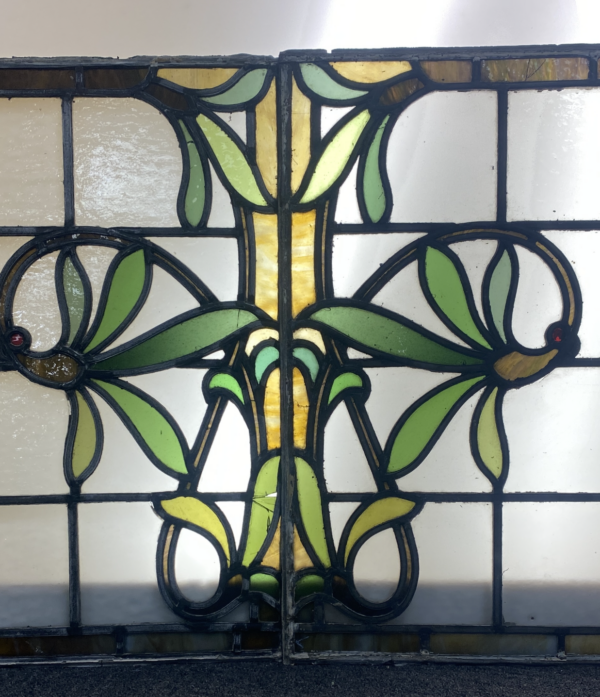 Art Nouveau Leaded Glass Window