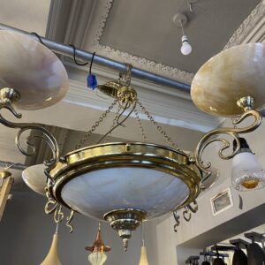 Edwardian Style Glass and Brass Pendant Light