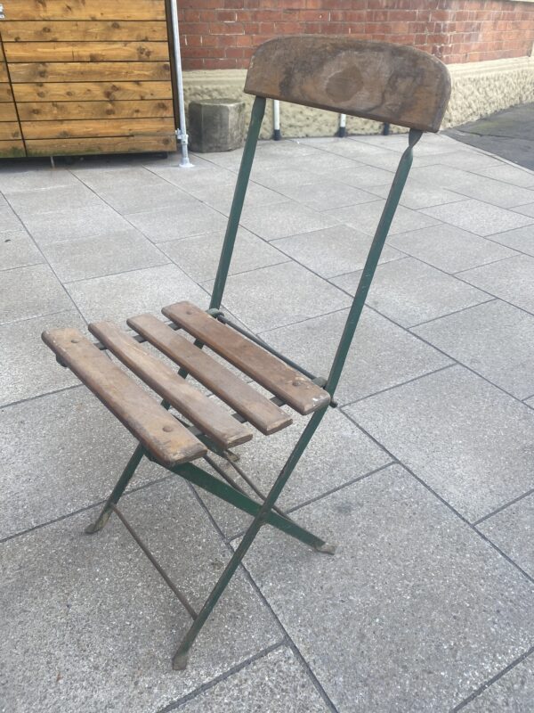 Early 20th Century Teak and Metal Folding Chair