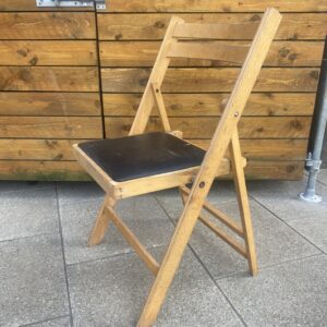 Mid Century Beechwood and Vinyl Folding Chair