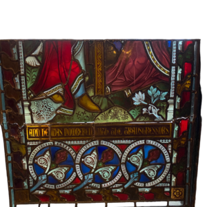 Victorian Stained and Leaded Religious Rectangular Glass
