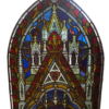 Victorian Stained and Leaded Religious Glass with Arched Top