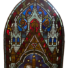 Victorian Stained and Leaded Religious Glass with Arched Top