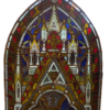 Victorian Stained and Leaded Religious Glass with Arched Top