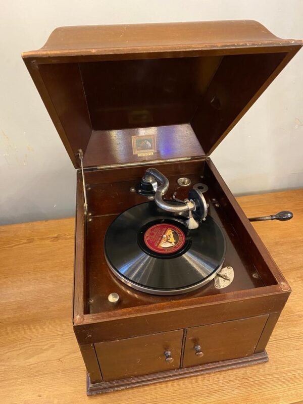 Early 20th Century Wooden 'HMV' Tabletop Gramophone
