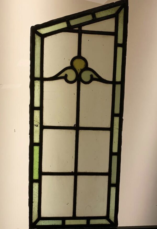 Victorian Stained Glass Window with Angled Top