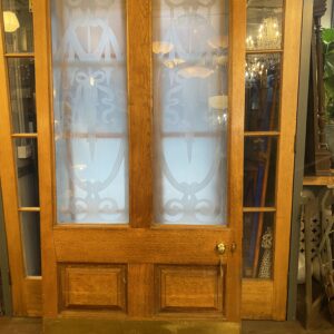 Victorian Oak Large Door with Etched Glazed Panels
