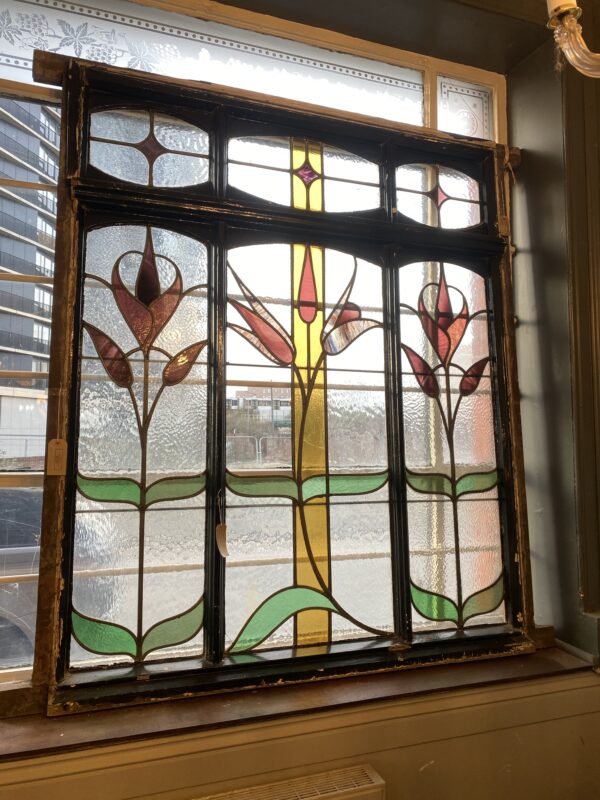 Art Nouveau Leaded Glass Window