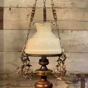 Victorian Style Metal and Glass Lamp Pendant