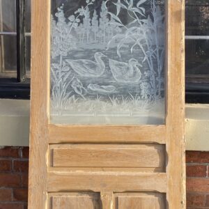 Late 19th Century Pine and Etched Glass Door