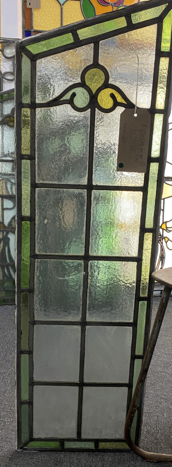 Victorian Stained Glass Window with Angled Top
