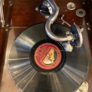 Alternative view of Early 20th Century Wooden 'HMV' Tabletop Gramophone