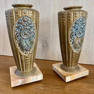 Mid Century Marble Based Pair Vases
