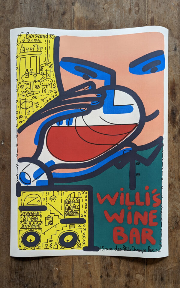 Vintage 80s Style 'Willi's Wine Bar' Poster