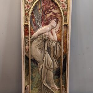 Art Nouveau Style Painted Alabaster Relief
