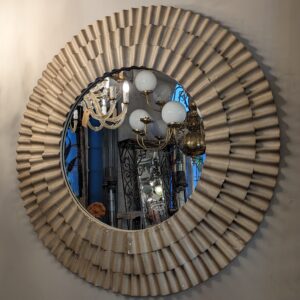 Contemporary Painted Sheet Metal Round Mirror