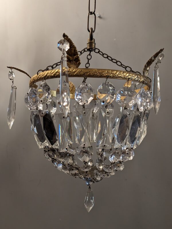 Early 20th Century French Glass Bag Chandelier