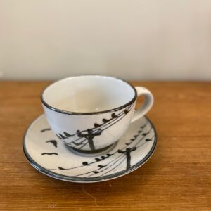 Highland Stoneware Hand Painted Large Cup and Saucer