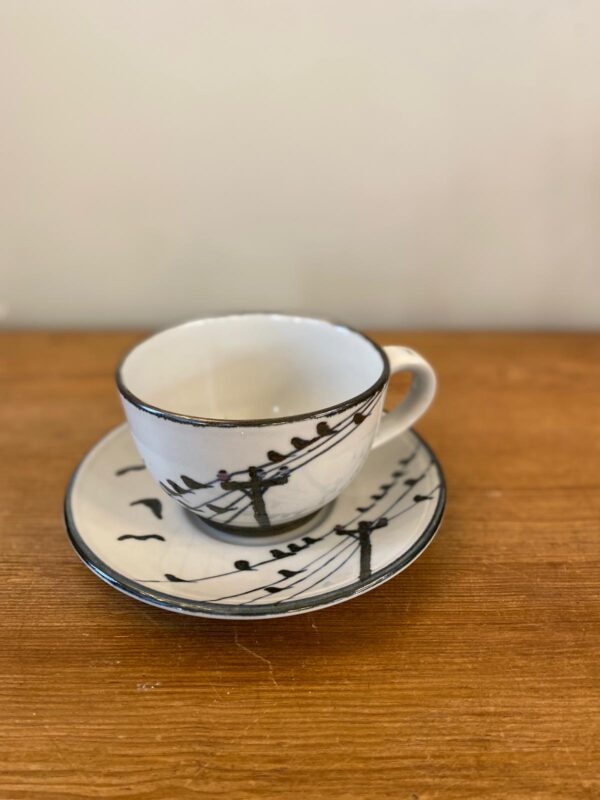 Highland Stoneware Hand Painted Large Cup and Saucer