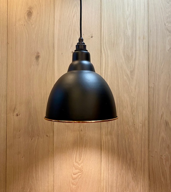 Contemporary Steel Pendant with Hammer Finish Copper