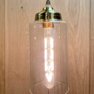 Contemporary Glass Pendant with Blue Cord