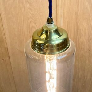 Alternative view of Contemporary Glass Pendant with Blue Cord