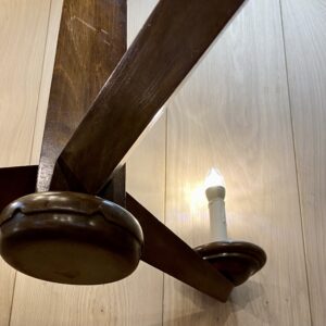 Alternative view of Mid Century French Oak 3 Arm Pendant