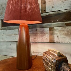 Mid Century Minimalist Teak Table Lamp with Shade