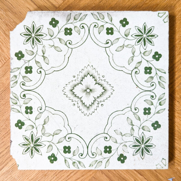 Decorative Green Floral Design Tile