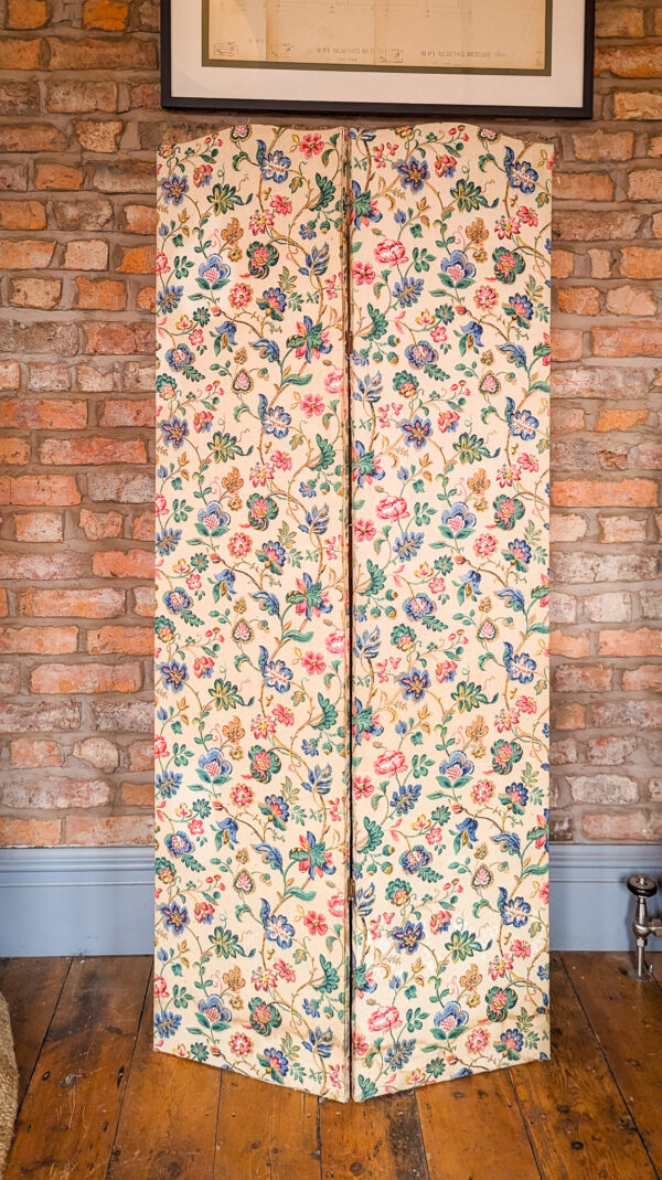 Victorian Style Floral Fabric Two Fold Screen