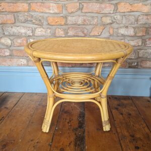 Mid Century Style Round Bamboo Side Table